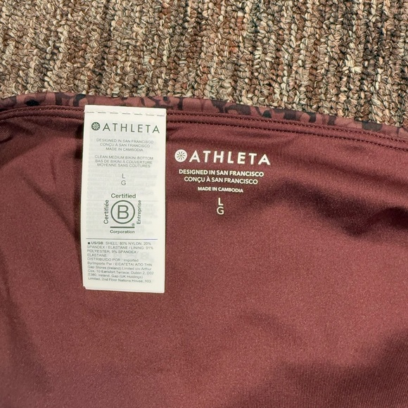 NWT Athleta Bikini Bottom In Camo Flora Decadent Chocolate Size Large - Picture 7 of 8